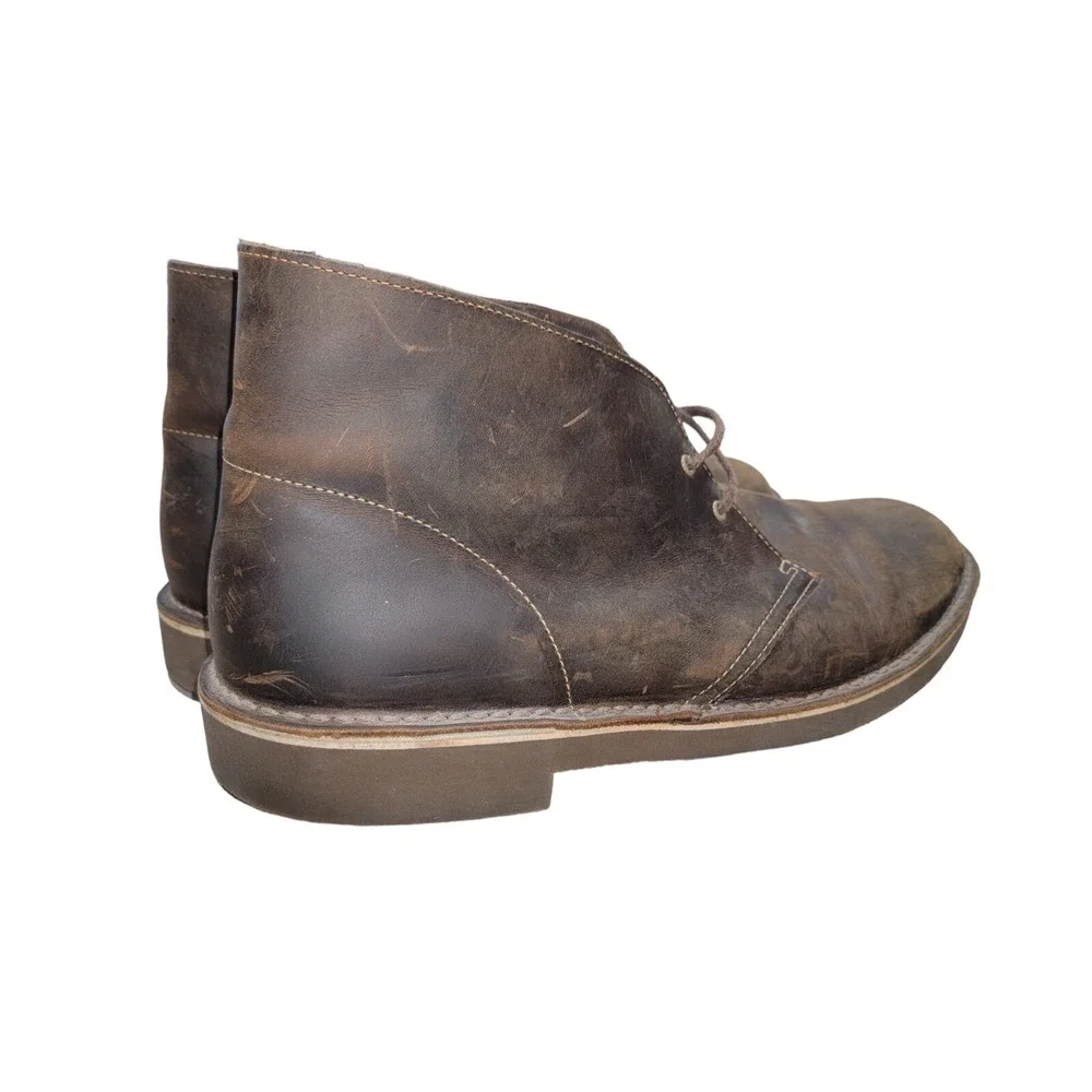 Clarks Bushacre 2 Brown Wax Leather Chukka Boots Men's Size 13